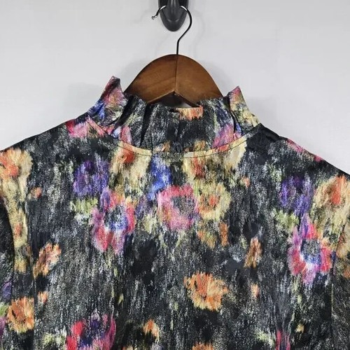 Tuckernuck NEW Midnight Primrose Jacquard Floral Monet Bow Blouse Size Medium - Picture 5 of 5