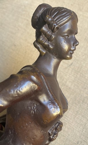 Vintage Bronze Oberfläche Metall Marmor Basis viktorianische Frau Kunstwerk Skulptur Figur - Bild 12 von 17