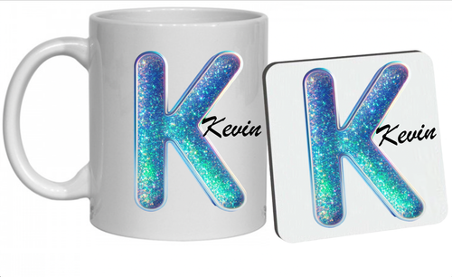 Personalisierte Kaffeebecher Initiale 11 Unzen Teeliebhaber Geschenk Tasse Name Alphabet Glitzer - Bild 38 von 53