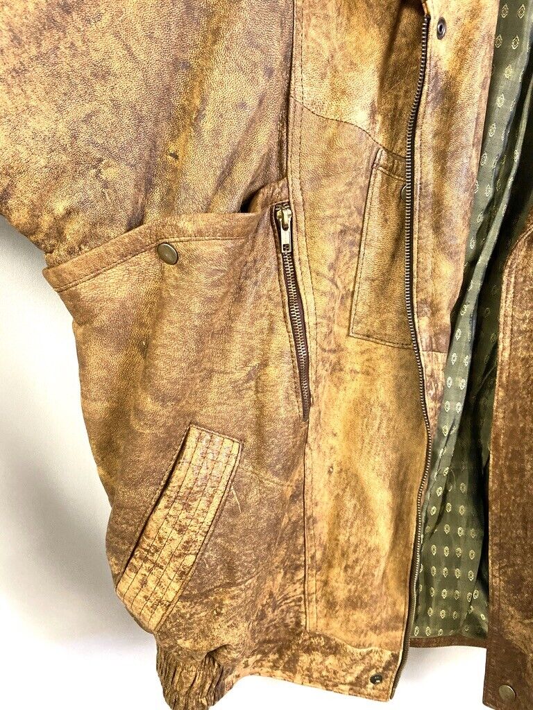 Vintage Echtes Leder Brown Distressed bomber Leather jacket 80s-90s XL 52 Vintage Echtes Leder Brown Distressed bomber Leather jacket 80s-90s XL 52