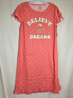 New Carter's Butterfly Polka Dots Nightgown Nightshirt Girls 4-5,6