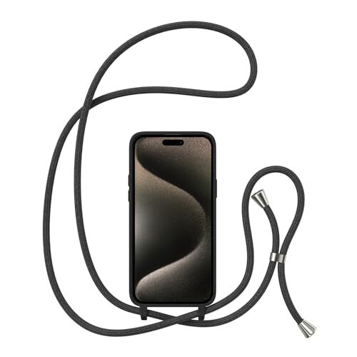 Crossbody Case for with Lanyard Strap Adjustable Rope, iPhone 15 Pro Max Black - 第 6/7 張圖片