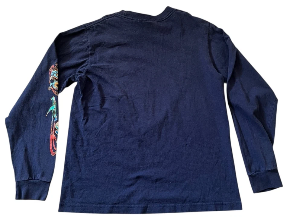 Camisa Route 66 Diseño Dragón Manga Larga Juvenil Talla L 10-12 Algodón Azul Marino Foto 3 de 4