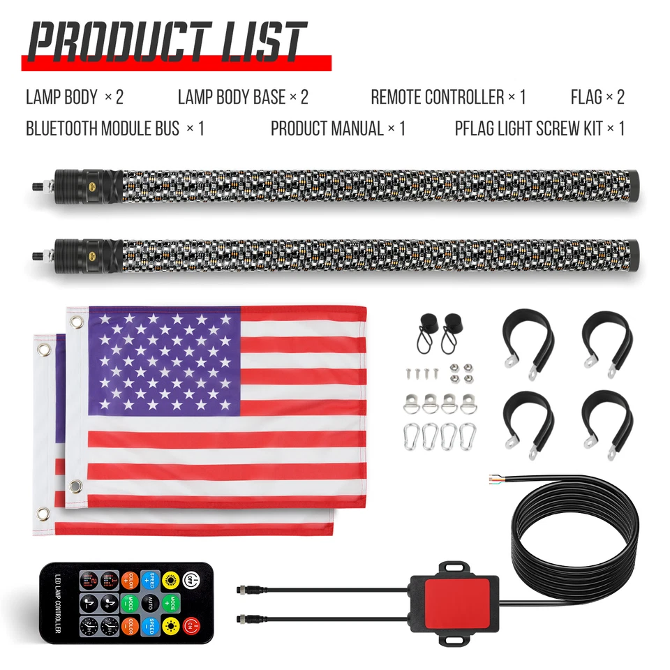 2x Antena de luz LED de látigo de grasa espiral de 3 pies RGB para Can-Am Maverick Sport Max 1000R Foto 4 de 4