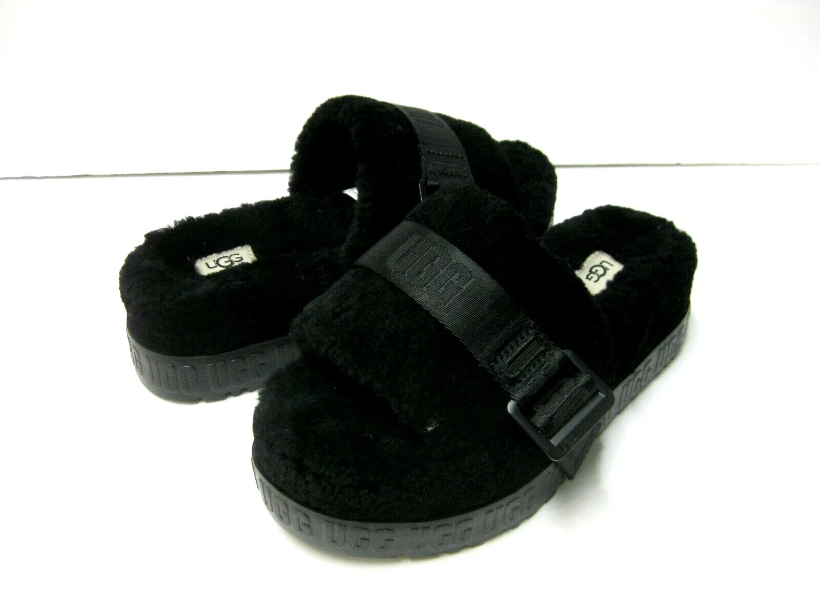 UGG FLUFFITA SLIDE SLIDE DONNA NERO US 8 UK 6 EU 39