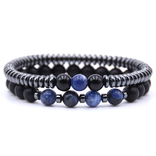 Natural Stone Bead Bracelet Men Women Tiger Eye Agate Onyx Bangle Jewelry 8mm - Picture 22 of 33