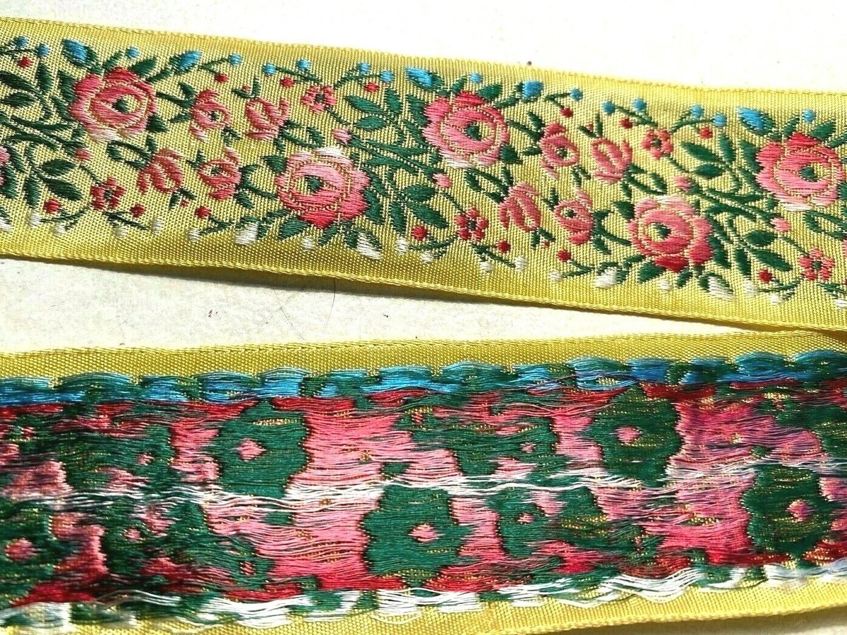 vintage silk embroidered 1940s flowers 1.25