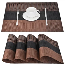 Woven Placemats Set of 4 Heat Resistant Non-Slip Kitchen Dinning Table Mat Decor