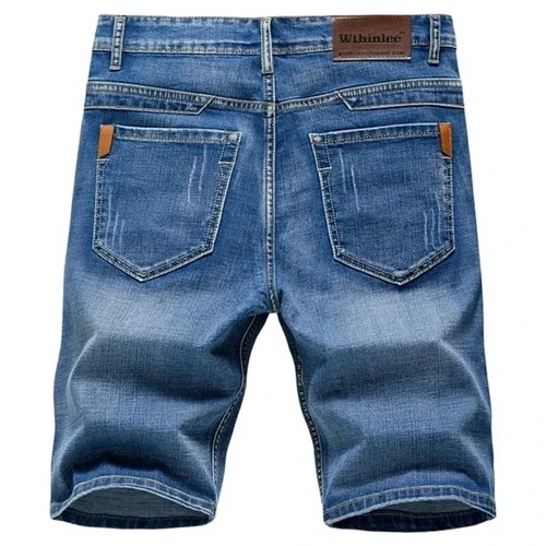 2025 pantaloncino uomo denim estivo nuovo classico nero blu sezione sottile moda slim - Foto 27 di 28