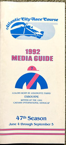ATLANTIC CITY RACE COURSE 1992 MEDIA GUIDE Exbourne cover FREE SHIPPING