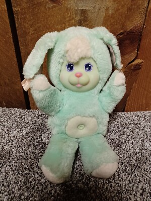 Vintage 1990 Mattel Magic Nursery Pet Mint Green Bunny Rabbit Plush Rubber Face