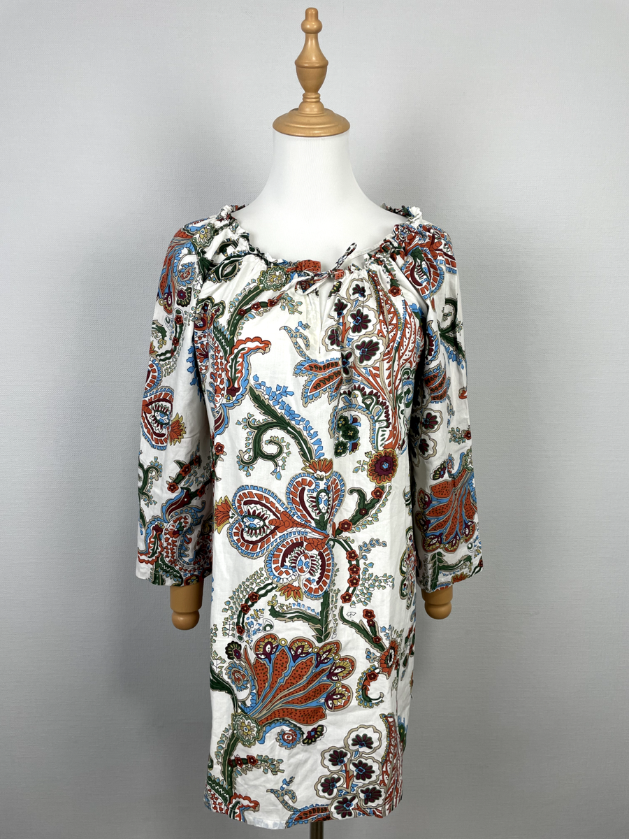 Bogner Fire Ice Multicolor Lightweight Round Neck Flowers Blouse Dress Sz US 10