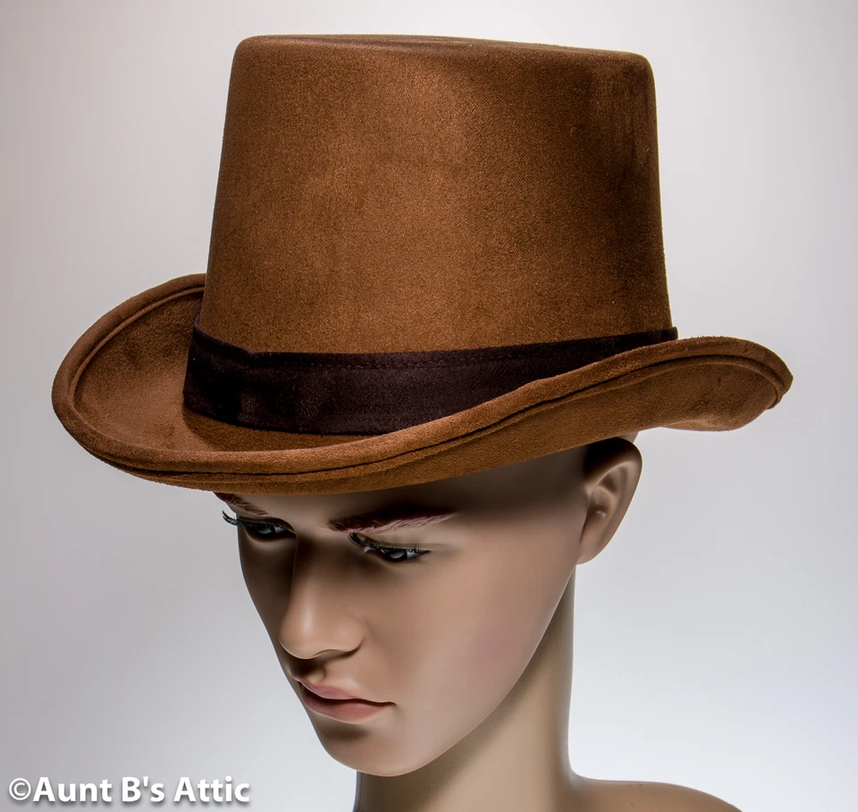Топ шляпа средний коричневый искусственной замши викторианского стиля джентльмен костюм платье шляпа - Изображение 2 из 3