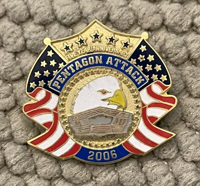 9/11 Pentagon Attack 5 Year Anniv. Pin 1 1/4  NOS Sample and Rare