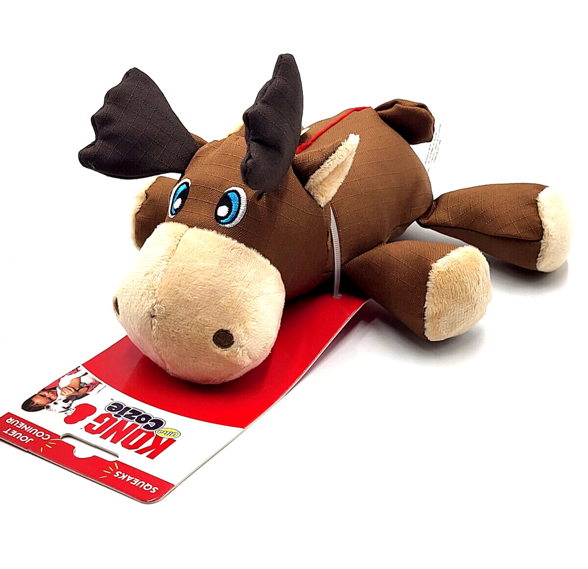 KONG Cozie Ultra Max Moose MEDIUM Tough Squeaky Shake & Chew Dog Toy 8"