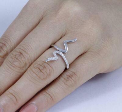 2ct Round Lab-Created Moissanite Engagement Ring Snake Design White Gold Plated