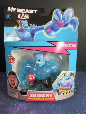 New Mr. Beast Lab Squishy Hypercharged Panther Blue Hero 5 '' Figure