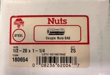 (25-pc) 1/2-20 x 1-1/4" Coupling Steel Nuts
