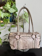 Raviani Western Rose Swarovski Rhinestones Snake Print Leather Baguette Handbag