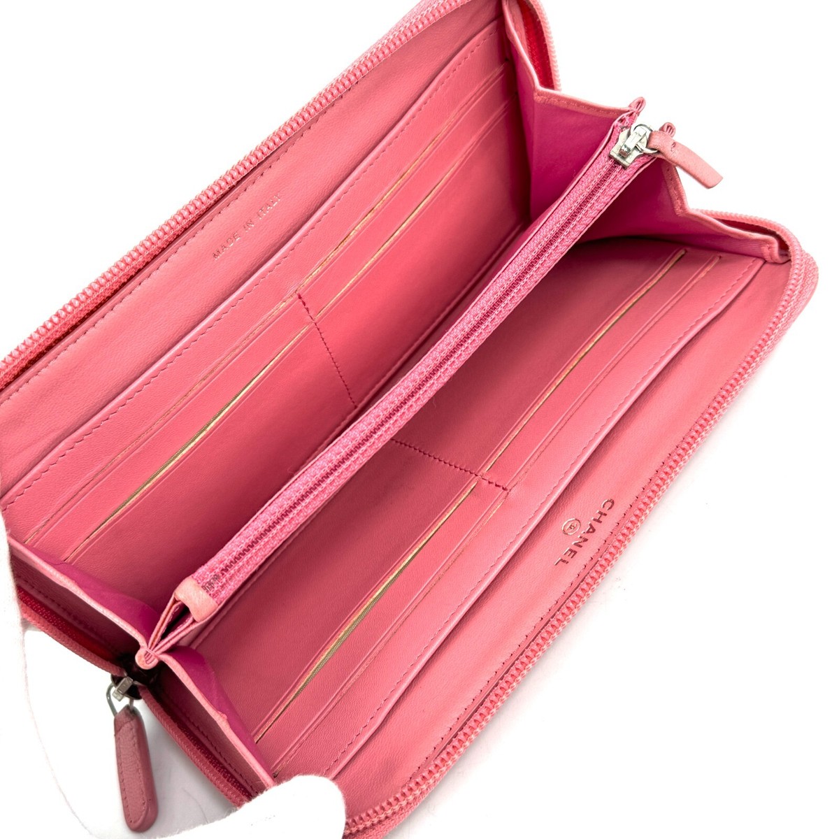 CHANEL Wallet CC Camellia Pink Zip Auth / 0342 | eBay