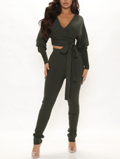 FASHION NOVA Hold Me Closer Sweater Legging Set - Olive Size Small NWT