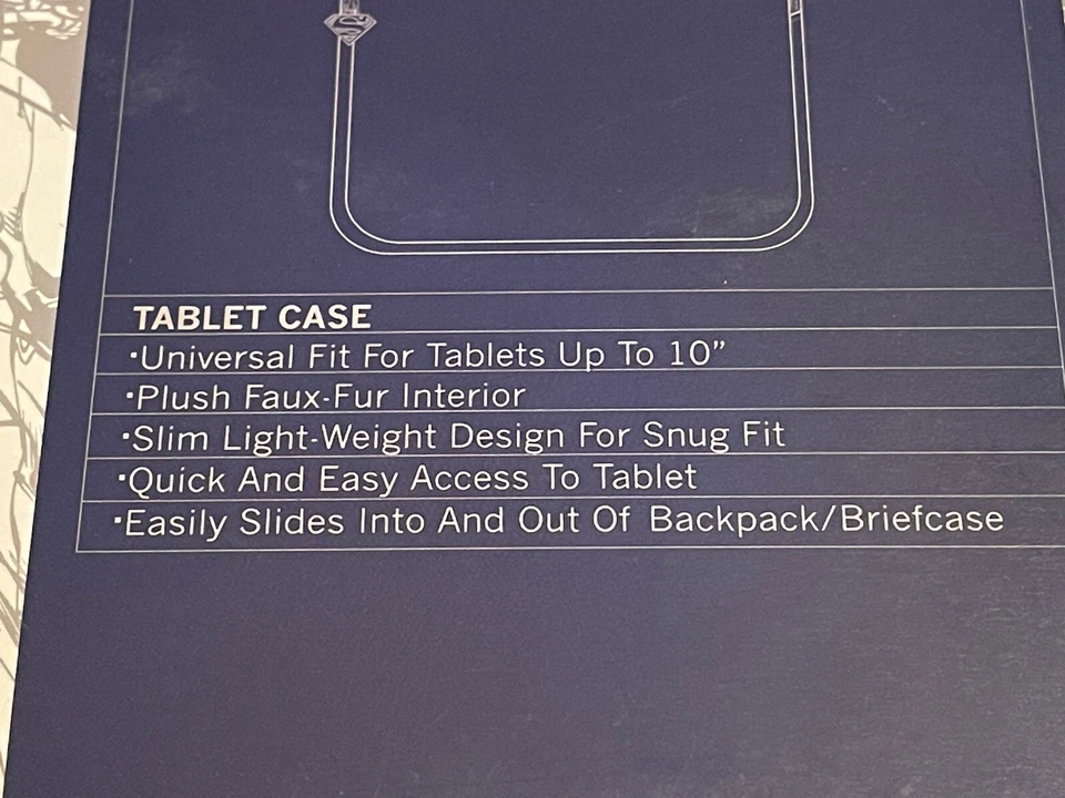 Superman Logo BlueiPad Android Tablet Zippered Case Fits up to 10" DC COMICS - Image 3 of 4