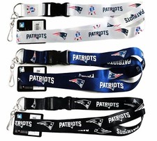 3 Patriots NFL Keychains/ID Holder Detachable Lanyards White,Blue,Black Styles 