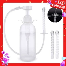 300ml Pump Action Douche Enema Bottle with Nozzle Vaginal Anal Deep Cleaning Set