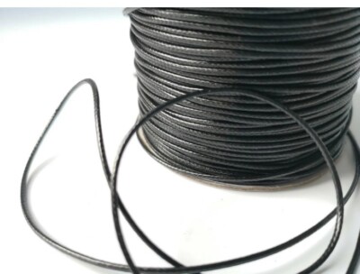 Gewachste Polyesterkordel Schwarz 2 mm Halskette Schmuck Seil Schnur Faden × 5 m. UK