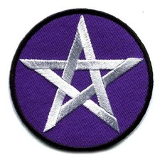 PENTAGRAM IRON ON PATCH 2" Purple Star Wicca Pagan Occult Embroidered Applique