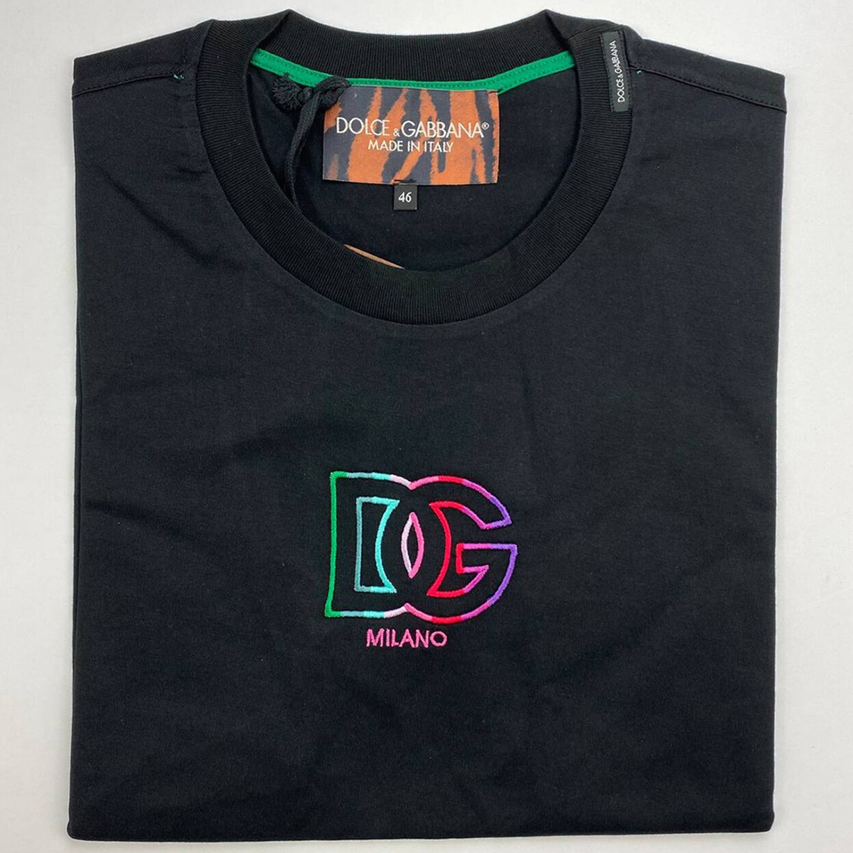 Dolce & Gabbana Men's Milano Logo Embroidered T-shirt Black Dolce & Gabbana Men's Milano Logo Embroidered T-shirt Black