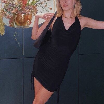 Vintage Black Halter Neck Dress | eBay
