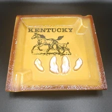 Vintage Kitsch Kentucky Horse Sex Ashtray Ceramic 5.5" Square