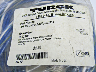 Turck RKF206-1M/14.5/NPT Actuator + Sensor Receptacle 1 Meter 10 Pin