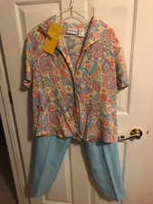 Alfred Dunner Button Down paisley shirt and pant