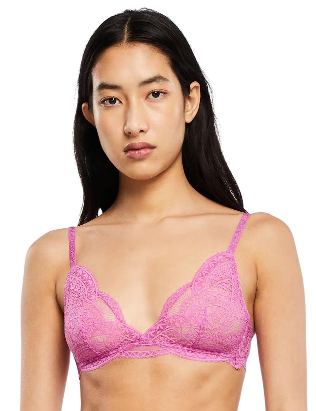 XL - 16 Tommy Hilfiger Bralette Lace Triangle Plunge Cup Wirefree Bra UW0UW03822