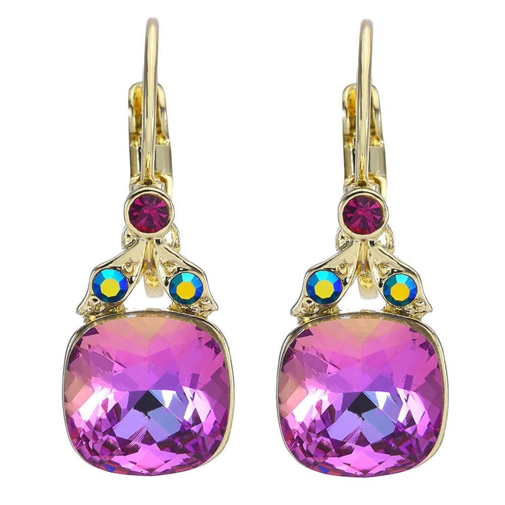 Kirks Folly Victorian Mystic Garden Leverback Earrings     goldtone