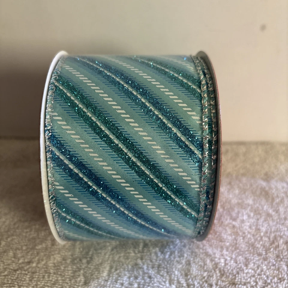 Cinta de Navidad de 2,5 pulgadas 30 pies azul brillante brillante. It’s Pretty! Nuevo Foto 2 de 2