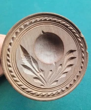 Antique Wooden Butter Press with Carved Peach Design – Primitive Kitchen Tool