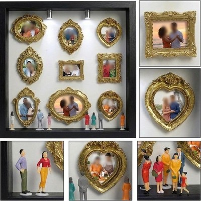For Cherished Memory Shadow Box Set 8 Goldrahmen Figuren ohne Montage
