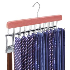 Cedar 2-in-1 Belt Tie Hanger for Closet 20 Hooks Holds 30 Belts 30 Ties