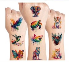 Watercolor Animals Temporary Tattoo for kids - 60 Styles Temporary for Girls Boy