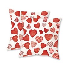 Valentine s Day Throw Pillow Covers 18x18 Inch Set of 2 Red Heart Decorative