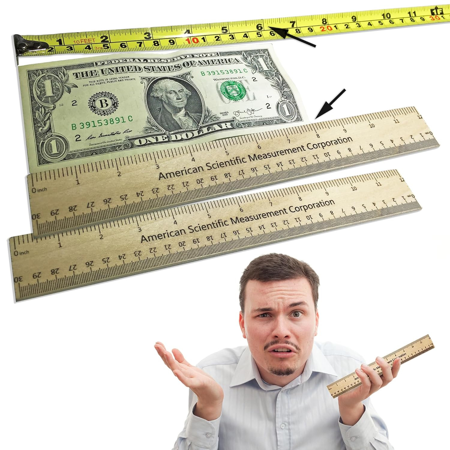 Trick Ruler, 2-Piece Novelty Rulers, Size Enhancement Prank, 33% Bigger