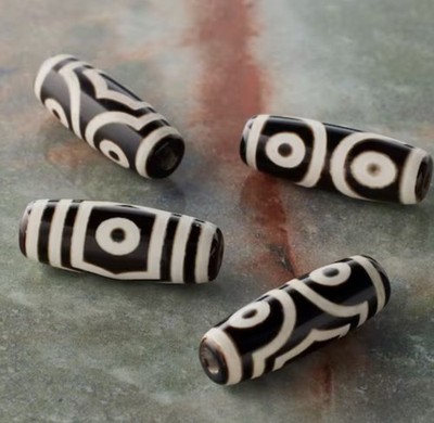 Bead Landing Hand Painted Agate Tube Beads 