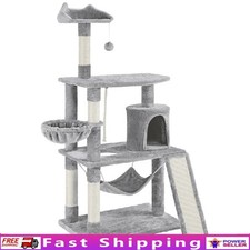 63 Inch Multi-Level Cat Tree Condo W/ Basket Hammock Scratching Posts Cat Toy US