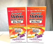 Motrin Infants Concentrated Liquid Drops w/ Ibuprofen Berry Flavor 1oz Lot of 2