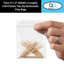 1000 3" x 3" Clear Reclosable Zip Seal Bags Plastic 2 Mil Lock Jewelry Zipper