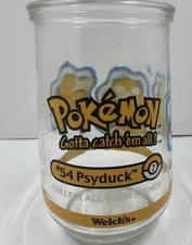 Vintage Pokémon Welch’s Promotional Jelly Juice Glass Jar #54 PSYDUCK  Nintendo