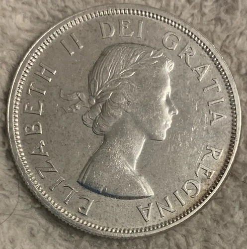 1960 CANADA 80% SILVER ONE DOLLAR (au) CANOE  VOYAGERS